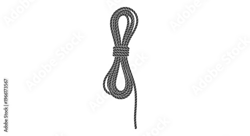 Coiled Rope with Bowline Knot Illustration.