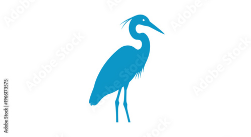 Blue Heron Bird Silhouette Standing Tall.