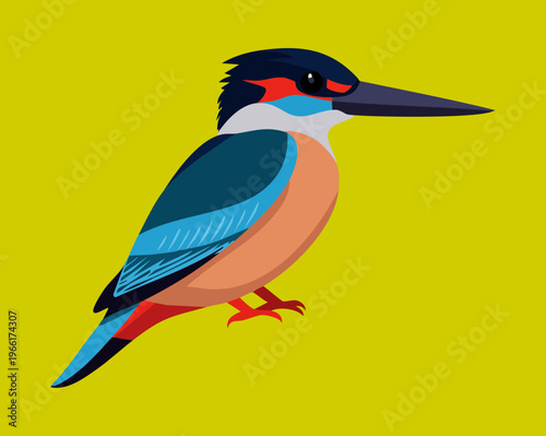 Elegant blue kingfisher in profile view showing bright plumage and sharp beak suitable for nature guides and bird watching club branding and logos