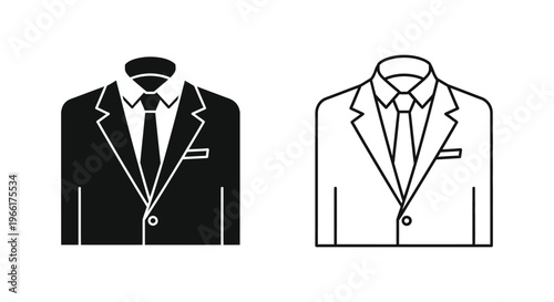 black and white business suit icons with tie Vector