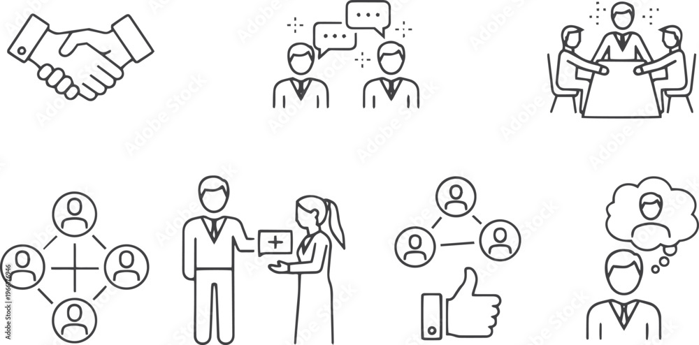 Fototapeta premium Modern Business Collaboration and Professional Networking Icon Set