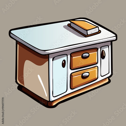 Professional wooden office desk with drawers for business workspace and home study furniture collection design illustration graphic asset