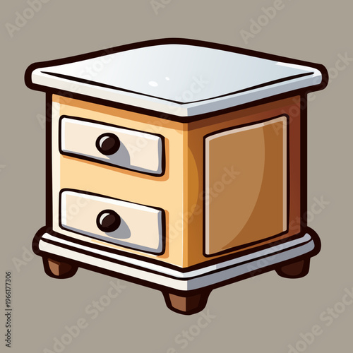 Grey and white nightstand with two drawers for contemporary bedroom furniture and practical home interior storage and organization