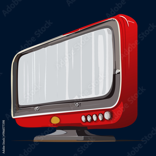 Vintage red television set for retro living room decoration and classic media broadcast and nostalgic home interior design