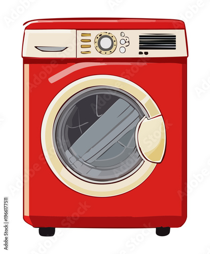 Silver front loading washing machine for contemporary laundry room and professional cleaning equipment and modern home appliance