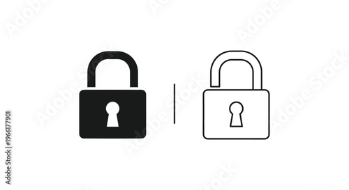 black and white padlock icons side by side Vector
