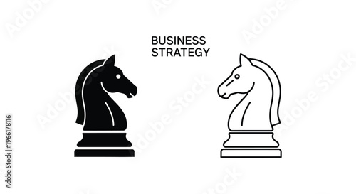 black and white chess knight pieces for business strategy Vector