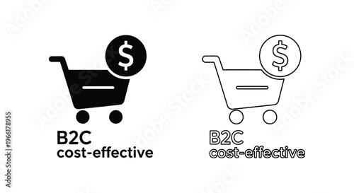 black and white shopping cart icons with dollar sign Vector