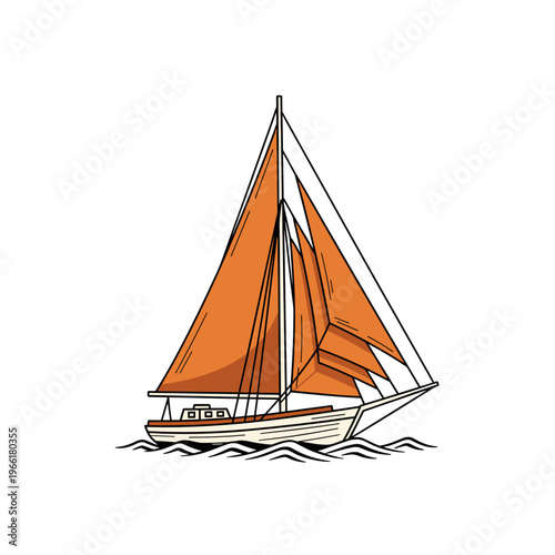 Sailing Ship Minimal Line Art Adventure Freedom and Travel Concept Vector