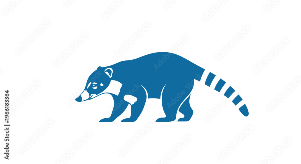 Fototapeta premium Blue Raccoon Dog Illustration Side View.