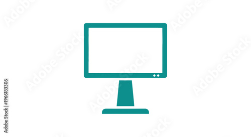 Simple Teal Computer Monitor Icon Illustration.