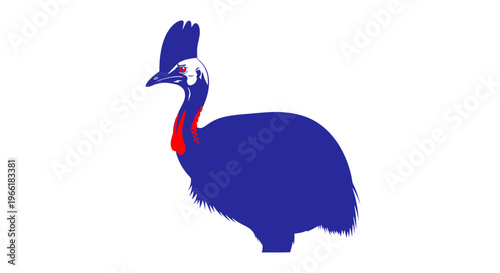 Cassowary Bird Silhouette with Vibrant Colors.