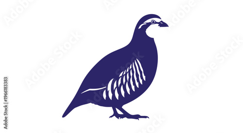 Blue Quail Bird Silhouette Illustration.