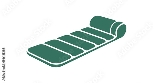 Green Yoga Mat Rolled Up Illustration.