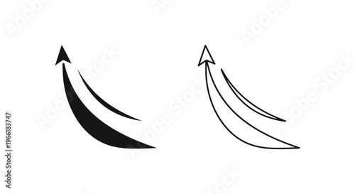 black and white curved arrows pointing upwards Vector
