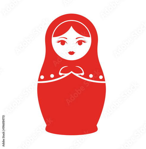 Red Russian Matryoshka Doll Illustration.