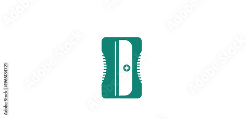 Green and White Razor Blade Icon.