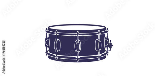 Isolated Snare Drum Illustration on White Background.