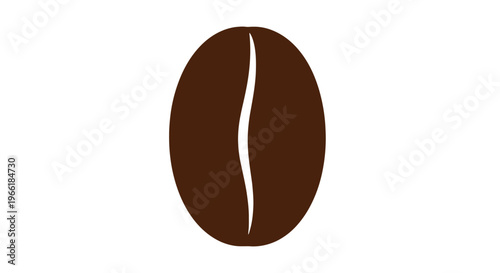 Single Coffee Bean Isolated on White.