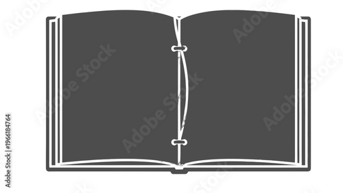Open Blank Leather Bound Book Illustration.