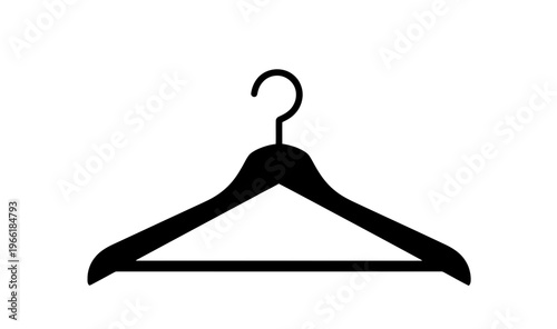 Black Coat Hanger Silhouette Isolated.