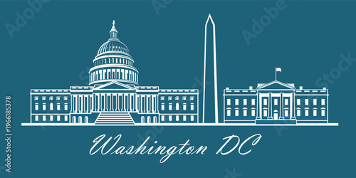 Capitol buiding, Monument and White House in Washington DC
