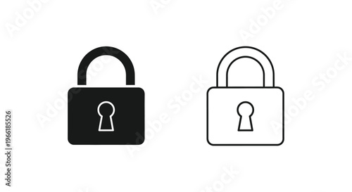 black and white padlock icons with keyholes Vector