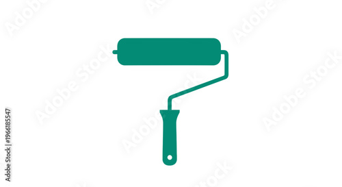 Green Paint Roller with Handle.