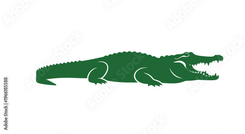 Green Crocodile Silhouette with Open Mouth.