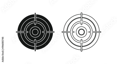 two targets with concentric circles and crosshairs Vector