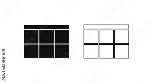 a black and white illustration of two window shutters Vector