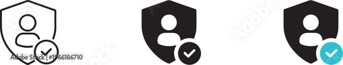 User protection icons with shield and checkmark in various styles