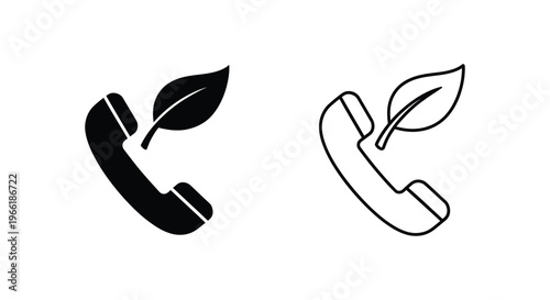 eco friendly telephone icons with leaf Vector