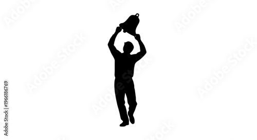 Man Silhouette Carrying Heavy Load on Head.