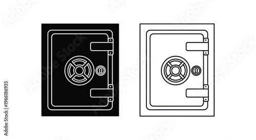 a black and white drawing of two safes Vector