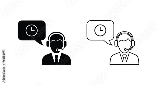 two customer service representatives with clocks Vector