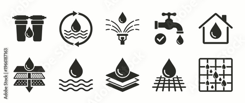 Water icons set for design and infographic elements