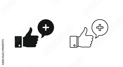 thumbs up with plus sign in speech bubble Vector