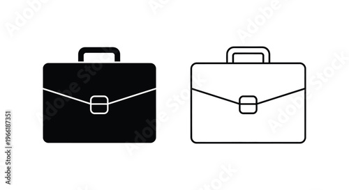a black and a white briefcase with a handle and buckle Vector