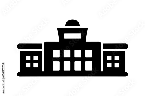 Hotel building solid black icon vector illustration
