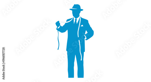 Man in Suit Holding Whip Standing.