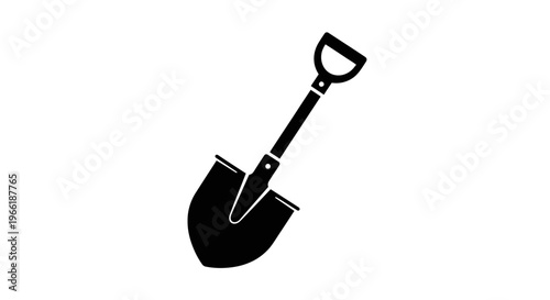 Black Shovel with Handle and Blade.
