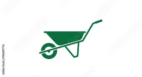 Green Wheelbarrow Icon Simple Design.