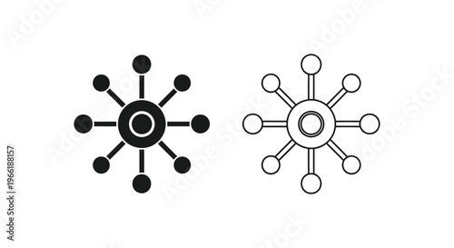 black and white atom symbols with eight bonds Vector