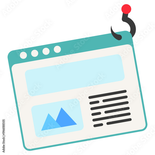 Phishing Flat Color Icon, Mini Illustration For Modern Concept, Ui, Ux Web And App Development. Related To Cyber Security, Data Protection.