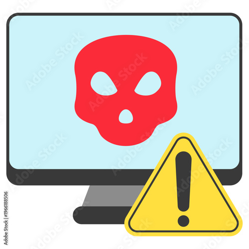 Ransomware Flat Color Icon, Mini Illustration For Modern Concept, Ui, Ux Web And App Development. Related To Cyber Security, Data Protection.