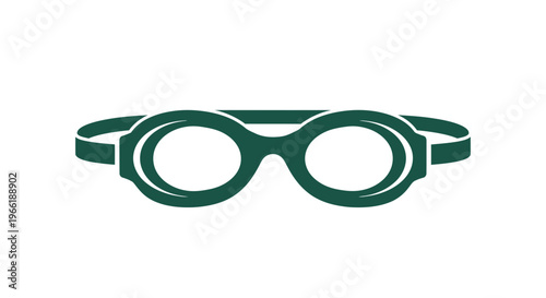 Green Swimming Goggles Front View Illustration.