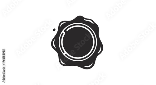 Black wax seal with circular impression.