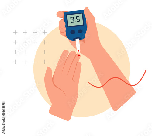 Diabetes Mellitus - Blood Sugar Monitoring Device - HbA1c- Stock Illustration