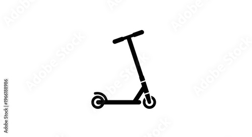 Black Electric Scooter on White Background.